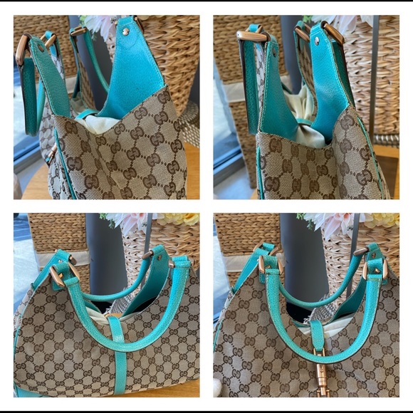 GUCCI JACKIE BARDOT HOBO & WALLET TURQUOISE - Picture 7 of 16